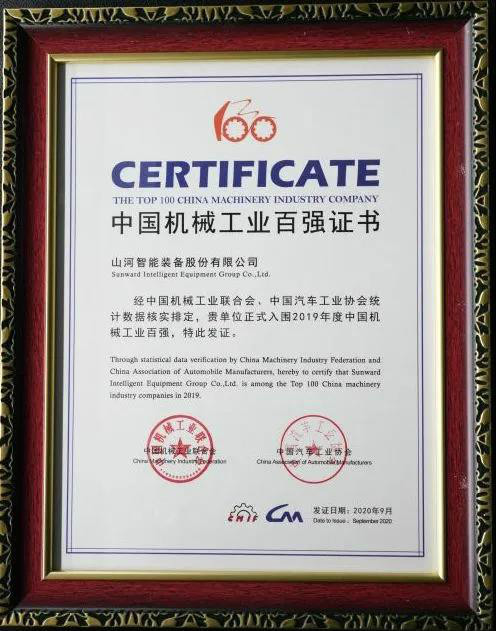 2019年中国机械工业百强宣布，ezweb易利娱乐平台智能排名52位